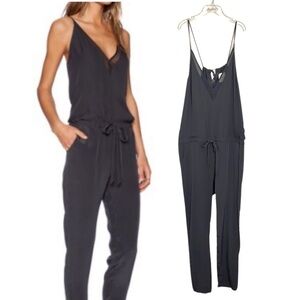 Michelle Mason Charcoal Gray 100% Silk Jumpsuit Size 2 Quiet Luxury Minimalist